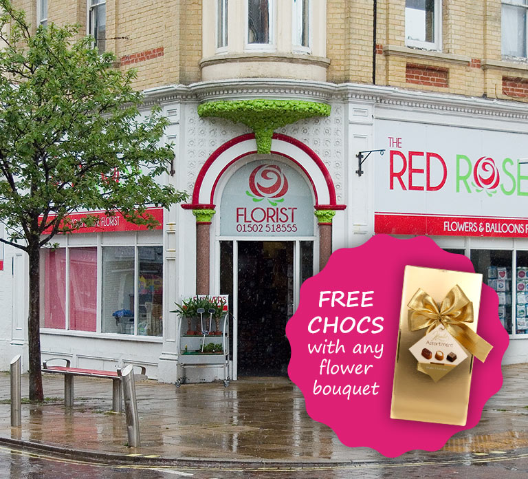 Free box of chocolates with any flower bouquet