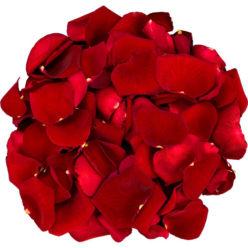 A box of red rose petals
